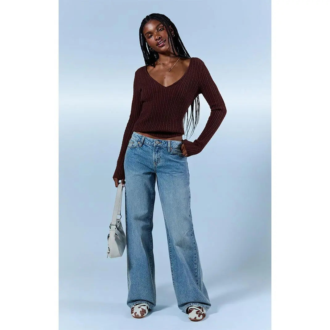 Pacsun Women'S Casey Low Rise Baggy Jeans Light Wash Blue
