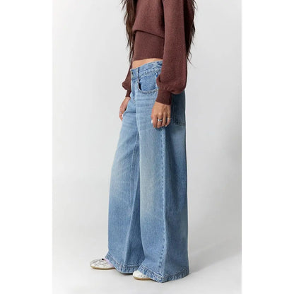 Pacsun Women'S Sloane Low Rise Ultra Baggy Jeans 2-Button Light Blue
