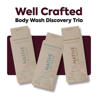 NATIVE Body Wash Discovery Trio – 3-Pack, 18 Oz, Rich Lather, Gentle Cleanse, 24HR Freshness