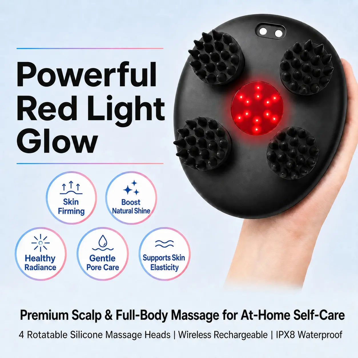 MIRATOKI Cocowave 4-In-1 Face & Scalp Massager, True Japanese Shiatsu Technology, Red Light for Healthier Scalp, Electric Head Spa Device Rotate Kneading and Vibration for Facial Massage, Scalp Care, Neck & Body Relaxation